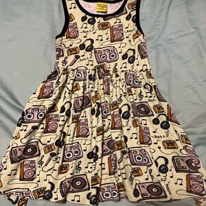 Retro Music Print Dress